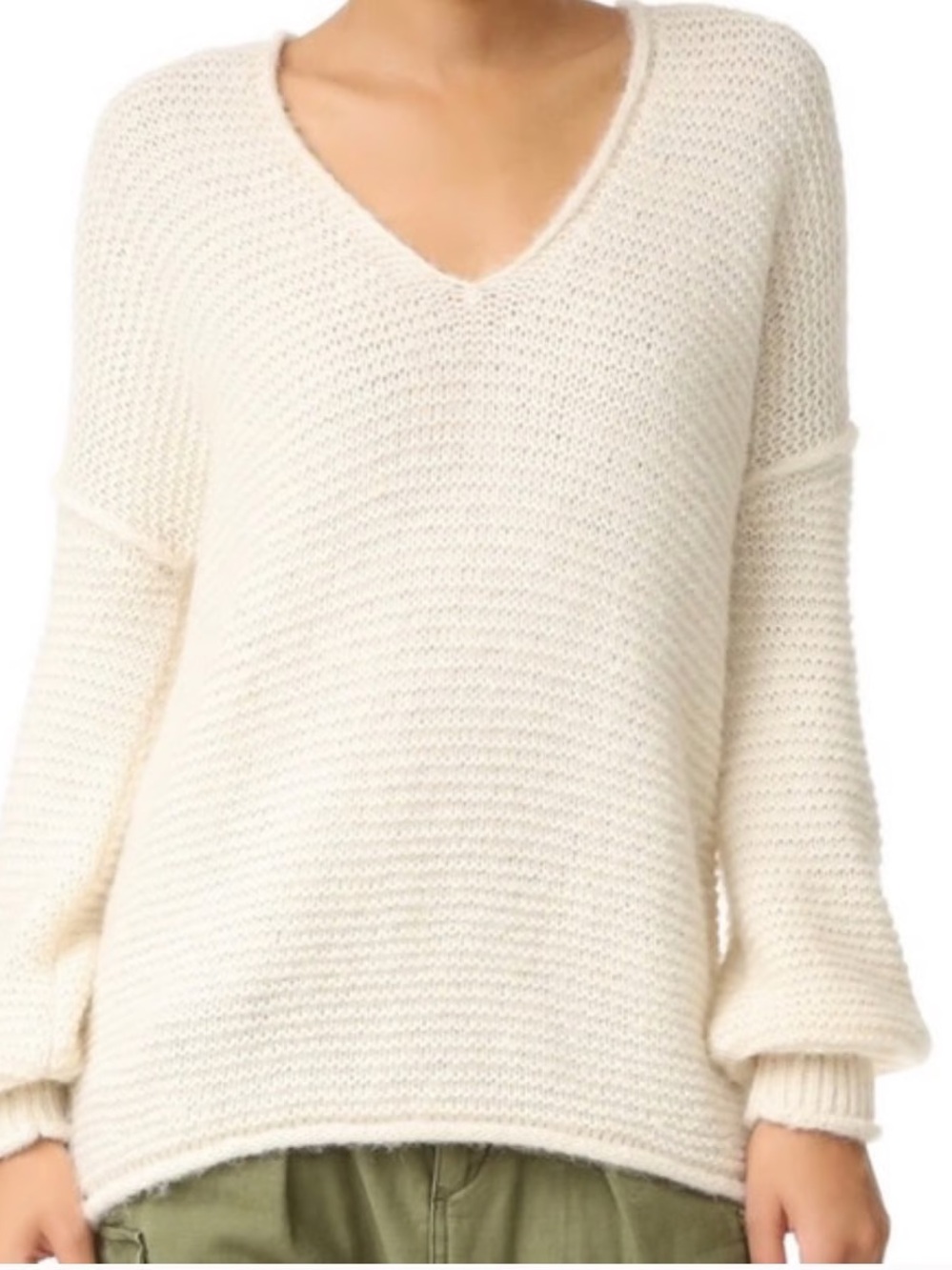 FREE PEOPLE All Mine Cotton Alpaca V Neck V-Neck Sweater